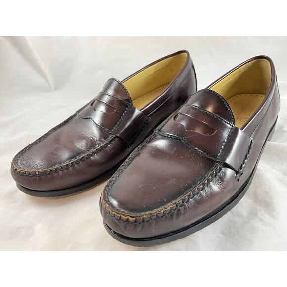 Penny Loafers Slip Ons Shoes Mens Size 12 M Burgundy Brass Boot Walking Gloves - Picture 2 of 13